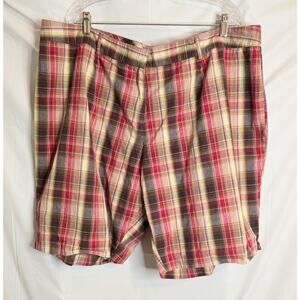 Ahsley Stewart Shorts Women's 24W Red Brown Plaid 10" Inseam 46" Waist Preppy